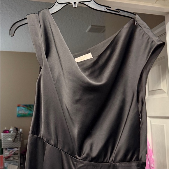 WAYF Black Satin Jumpsuit One Shoulder - Picture 7 of 11